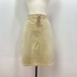 Vintage Route 66 Tan Corduroy Straight Skirt Lace Front Size 12 Country Western